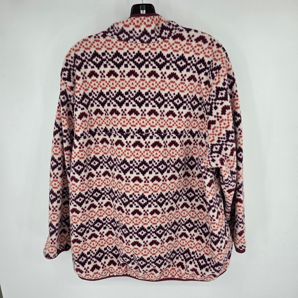 Lands End Women's 1X Fleece Fair Isle Snap Neck Pullover Sweatshirt - Picture 4 of 5